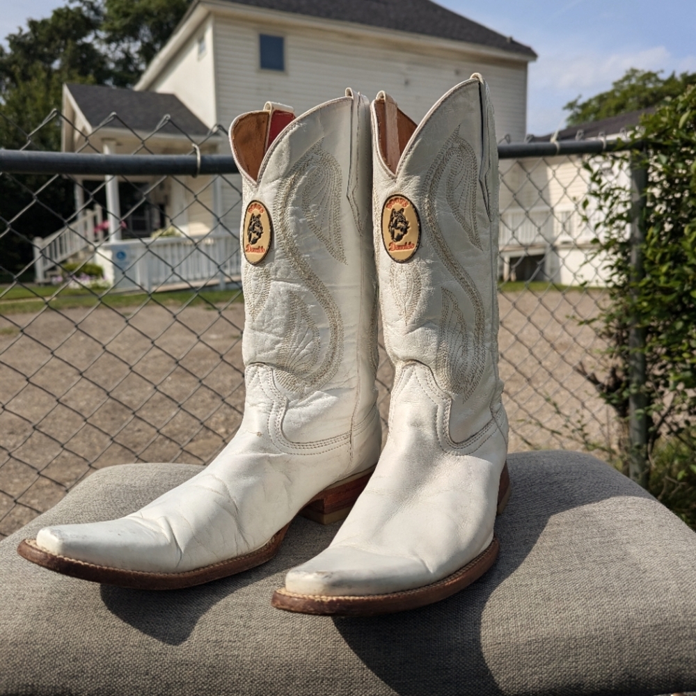 White Vintage Donaldo Cowboy Boots 7.5 U.S 26.5 MEX